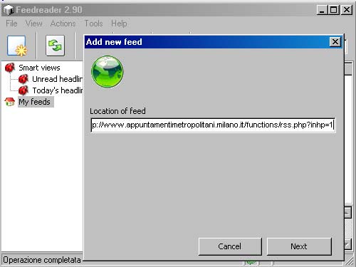 Installazione FeedReader